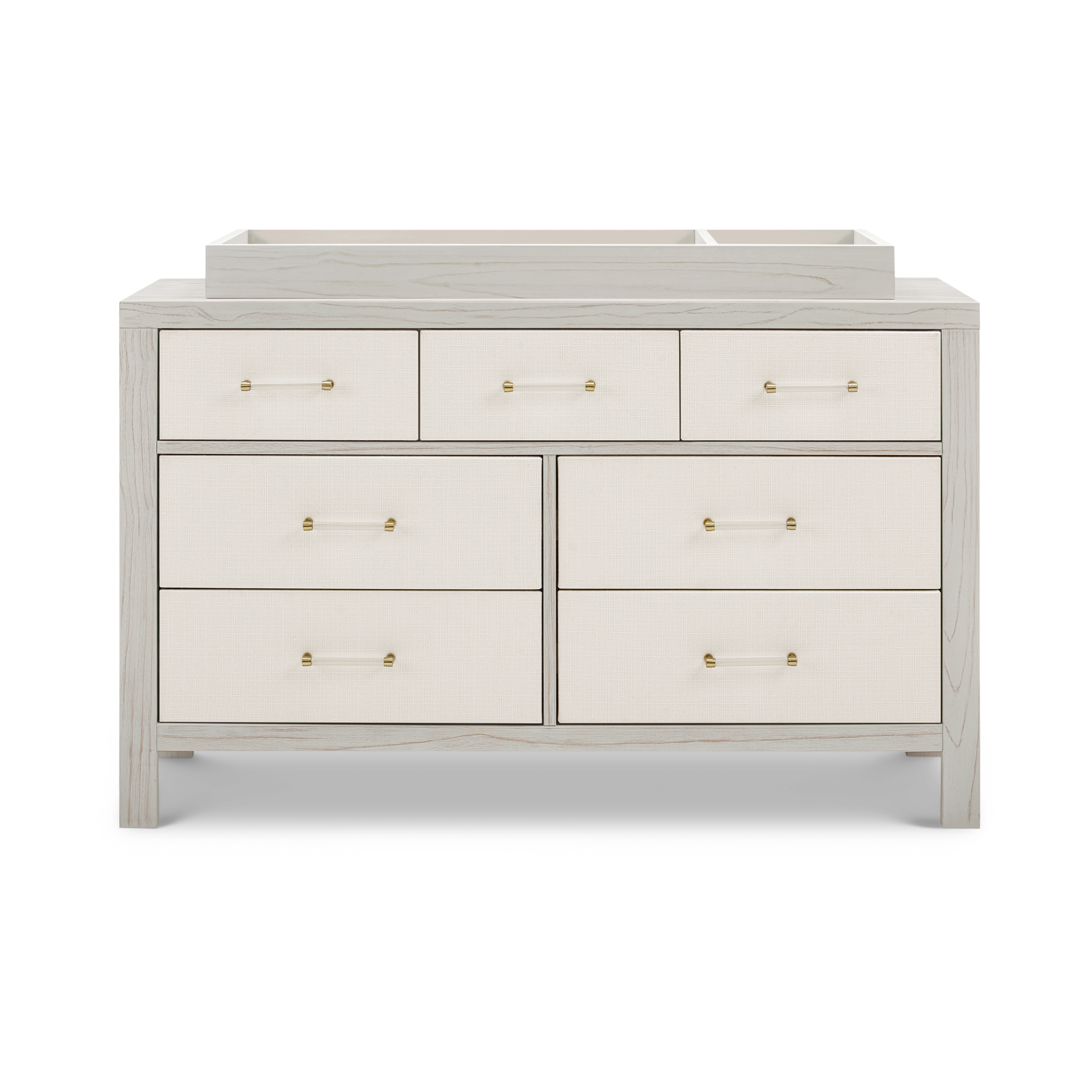 Namesake Eloise 7-Drawer Assembled Dresser - White Driftwood And Performance Pearl Eco-Weave.