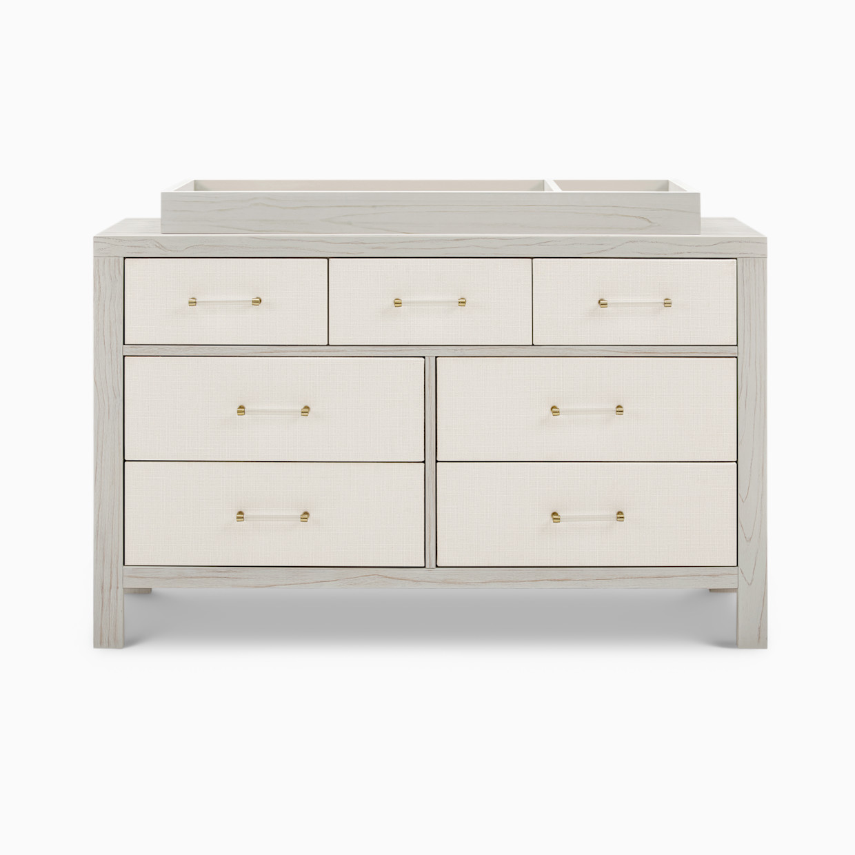 Namesake Eloise 7-Drawer Assembled Dresser - White Driftwood And Performance Pearl Eco-Weave.