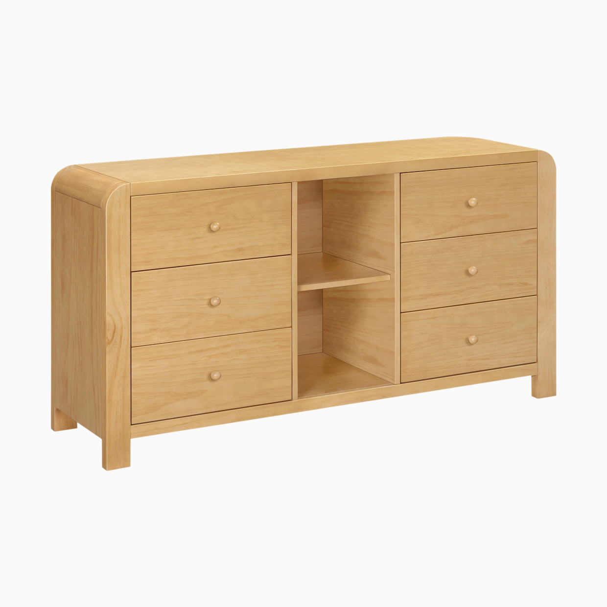 babyletto TipToe 6-Drawer Assembled Dresser with Cubbies - Honey.
