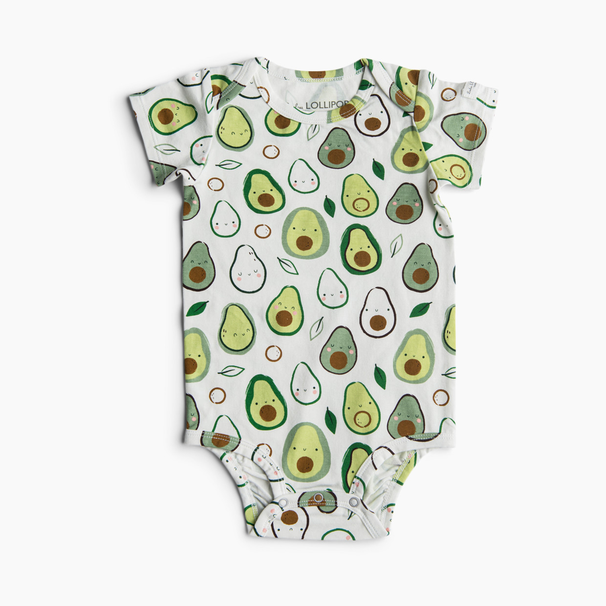 Loulou Lollipop Short Sleeve Bodysuit - Avocado, 6-12 Months.