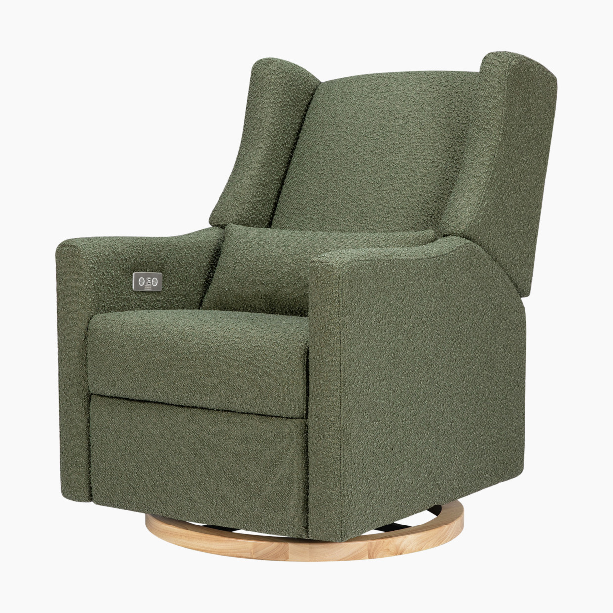 babyletto Kiwi Electronic Recliner and Swivel Glider - Olive Boucle With Light Base.