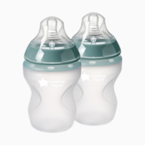 Tommee Tippee Natural Start Anti Colic 9 oz BPA Free Silicone Baby Bottles, 0+ Months, Silicone Feels Like Mother's Skin, Slow Flow Breast-Like Nipple, Clear, Pack of 2