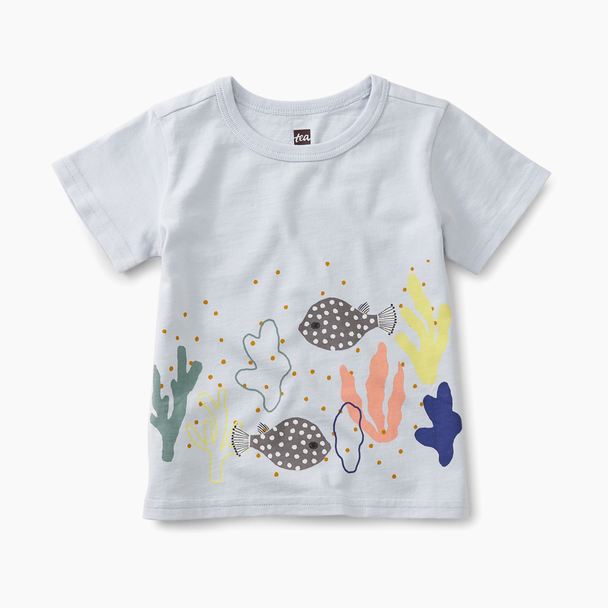 Tea Collection Coral Scene Graphic Tee - Ice, 3-6 Months.