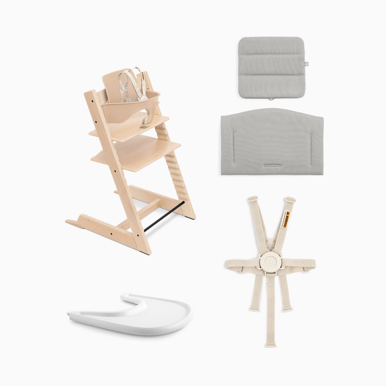 Stokke Tripp Trapp High Chair Complete² - Natural/Anthracite Cushion/White Tray.