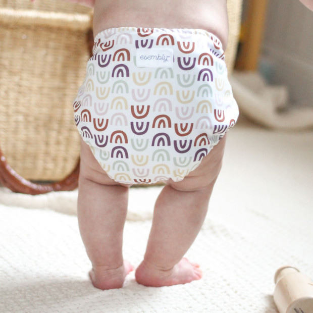 Esembly Recycled Diaper Cover (Outer) + Swim Diaper - Rainbow, Size 1 (7-17 Lbs).