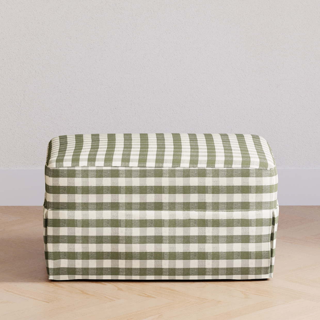 Namesake Crawford Gliding Ottoman - Moss Green Gingham.