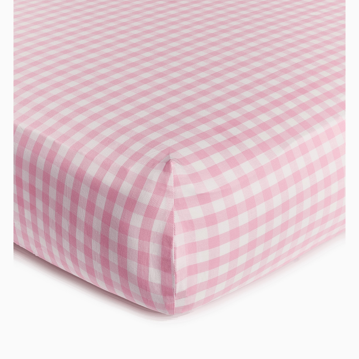 Soundly Percale Organic Crib Sheet - Pink Gingham.