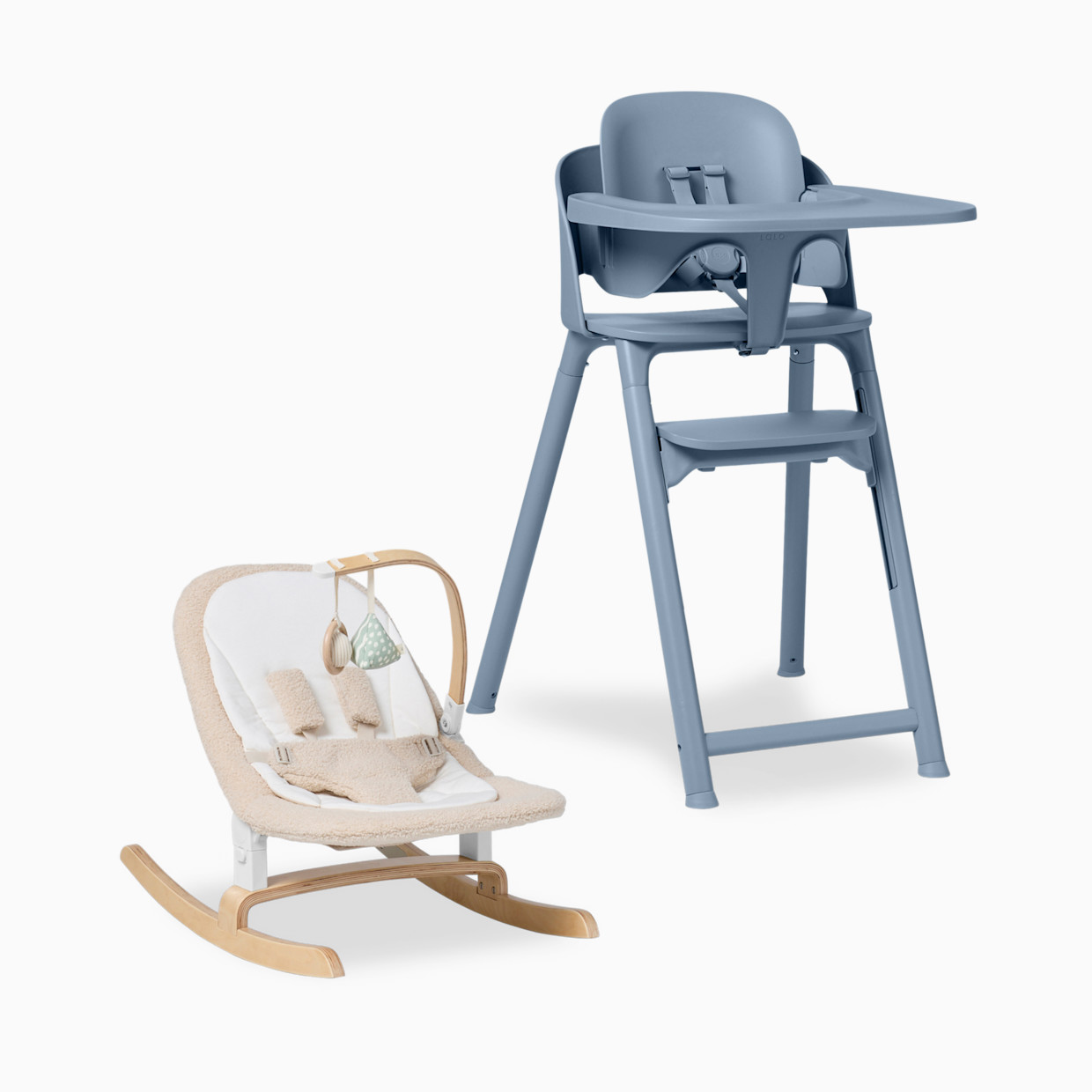 Lalo 7-in-1 High Chair + Newborn Rocker Bundle - Slate.