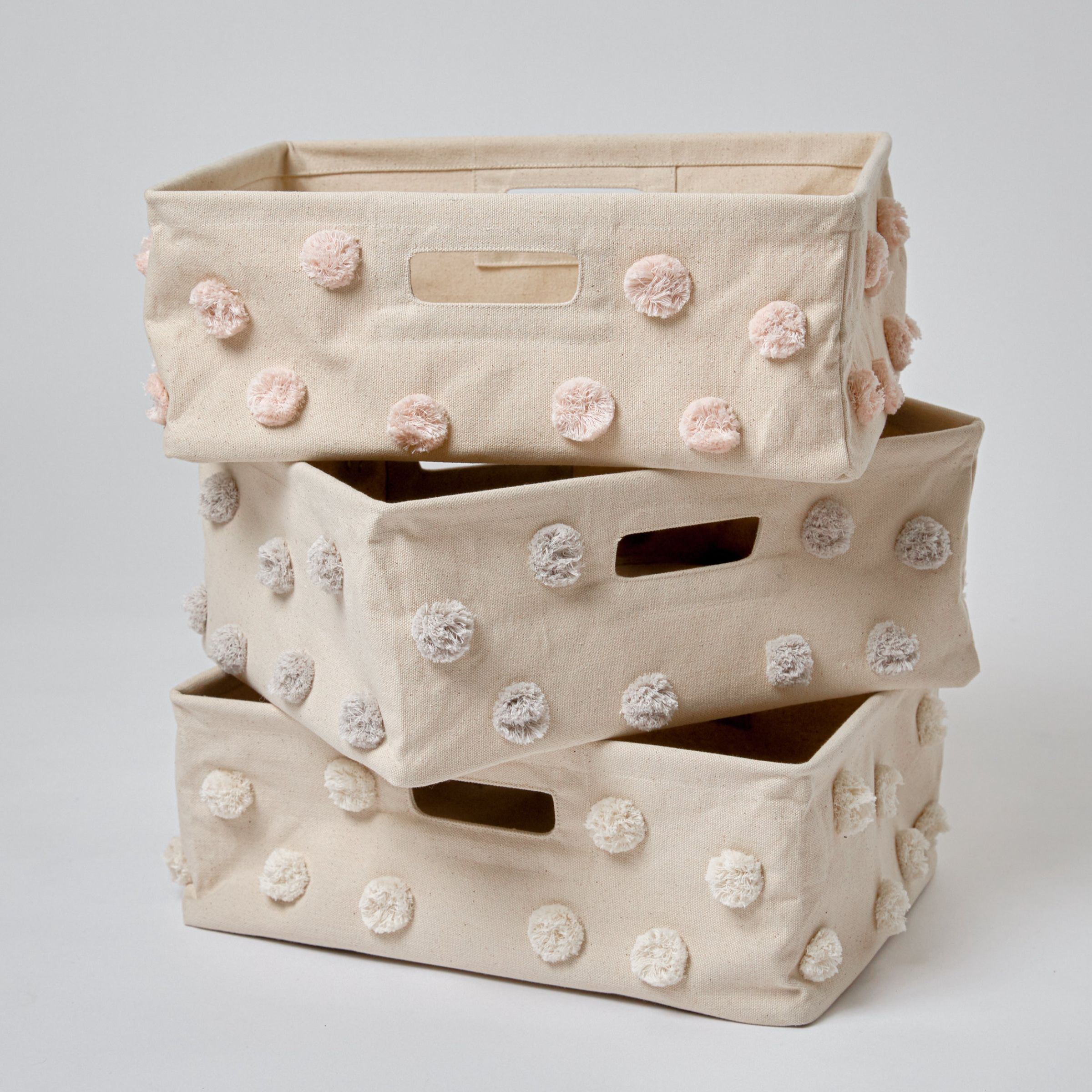 Pehr Pom Pom Hide Away Basket - Blush, Small.