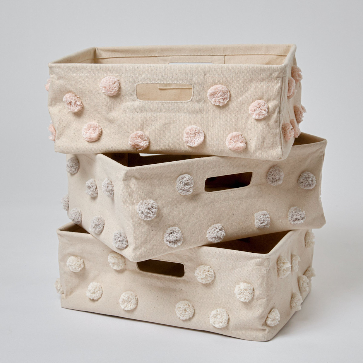 Pehr Pom Pom Hide Away Basket - Blush, Small.