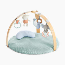 Ingenuity Cozy Spot Reversible Duvet Activity Gym & Play Mat with Wooden Toy bar - Loamy, Newborn and up