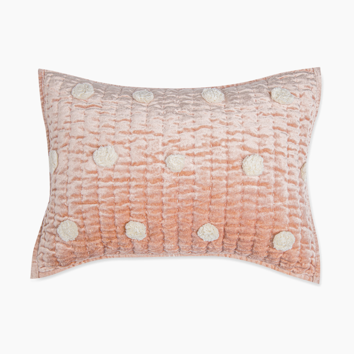 Crane Baby Pom Pom Quilted Pillow - Rose Velvet.