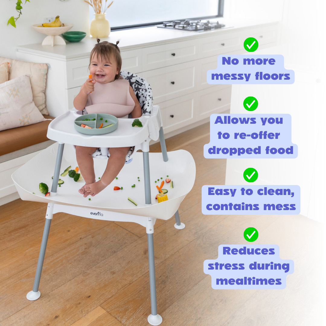 Catchy Food Catcher for High Chairs - White, For Evenflo 4-In-1.
