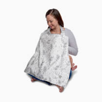 Boppy Nursing Cover for Breastfeeding, Gray Ferns, Apron Style with Storage Pocket, Rigid Neckline to See Baby While Feeding, and Breastfeeding or Pumping
