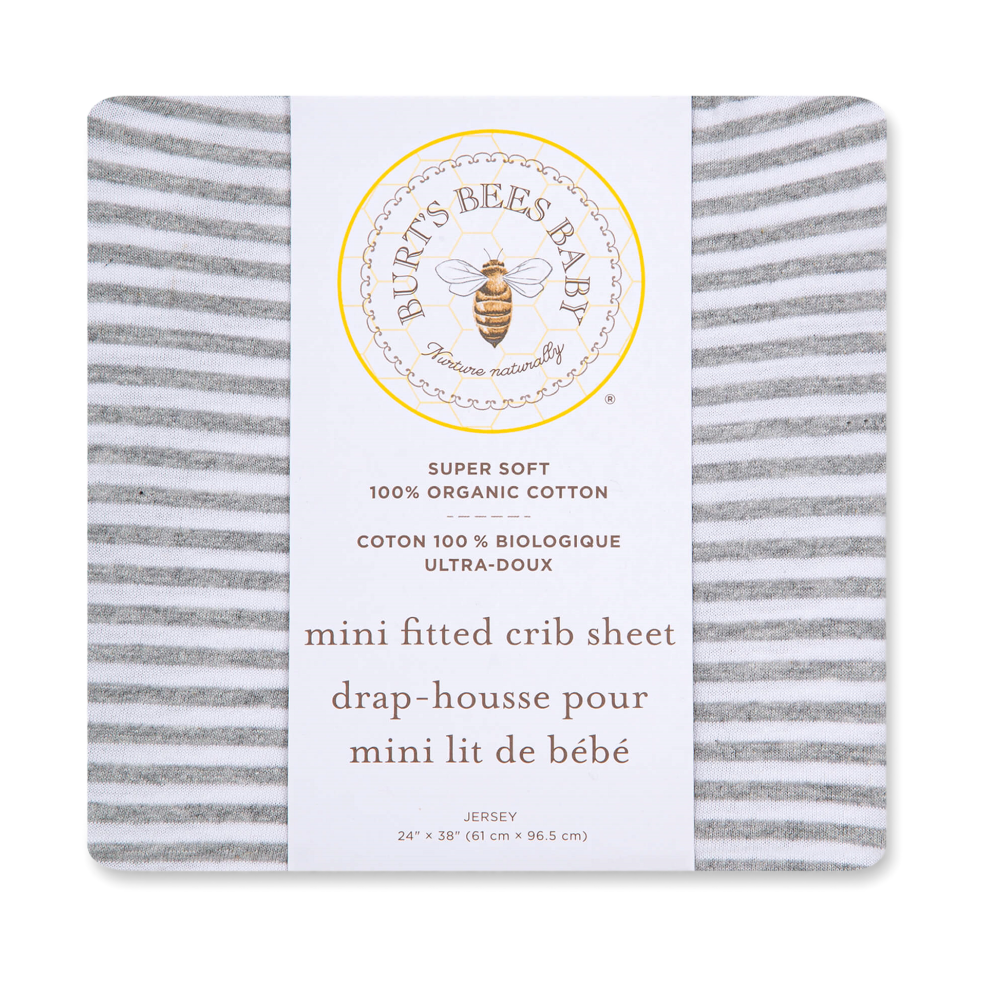 Burt's Bees Baby Fitted Mini Crib Sheet For Portable Play Yards, Pack