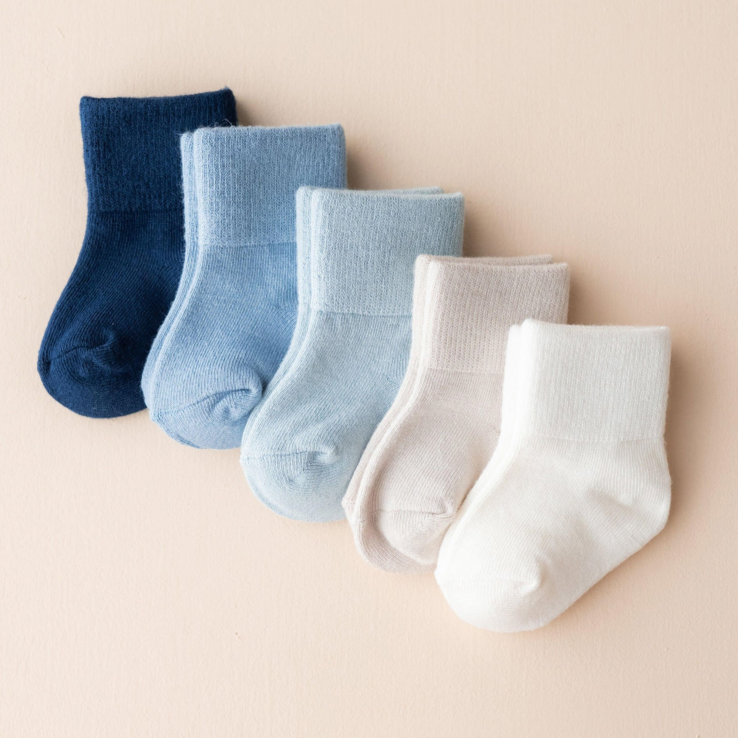 Kyte Baby Quarter Socks Combo (5 Pack) - Cool, 0-3 M.