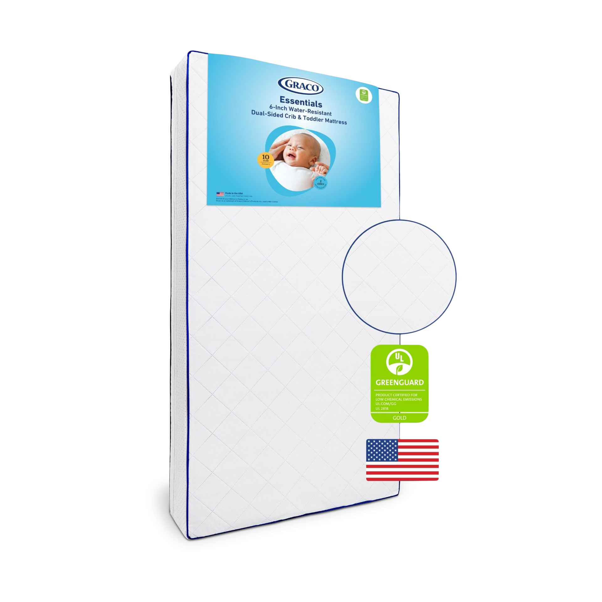 Graco Essentials 6-Inch Water-Resistant Dual-Sided Crib & Toddler Mattress.