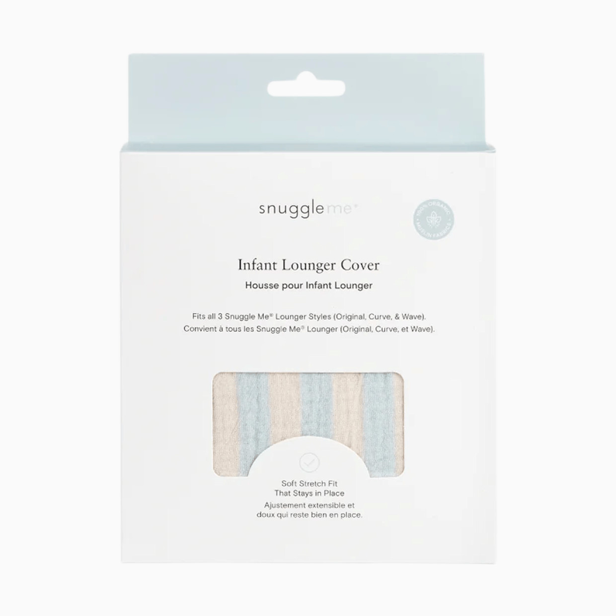 Snuggle Me Organic SMO Lounger Cover Muslin - Sky Stripe.