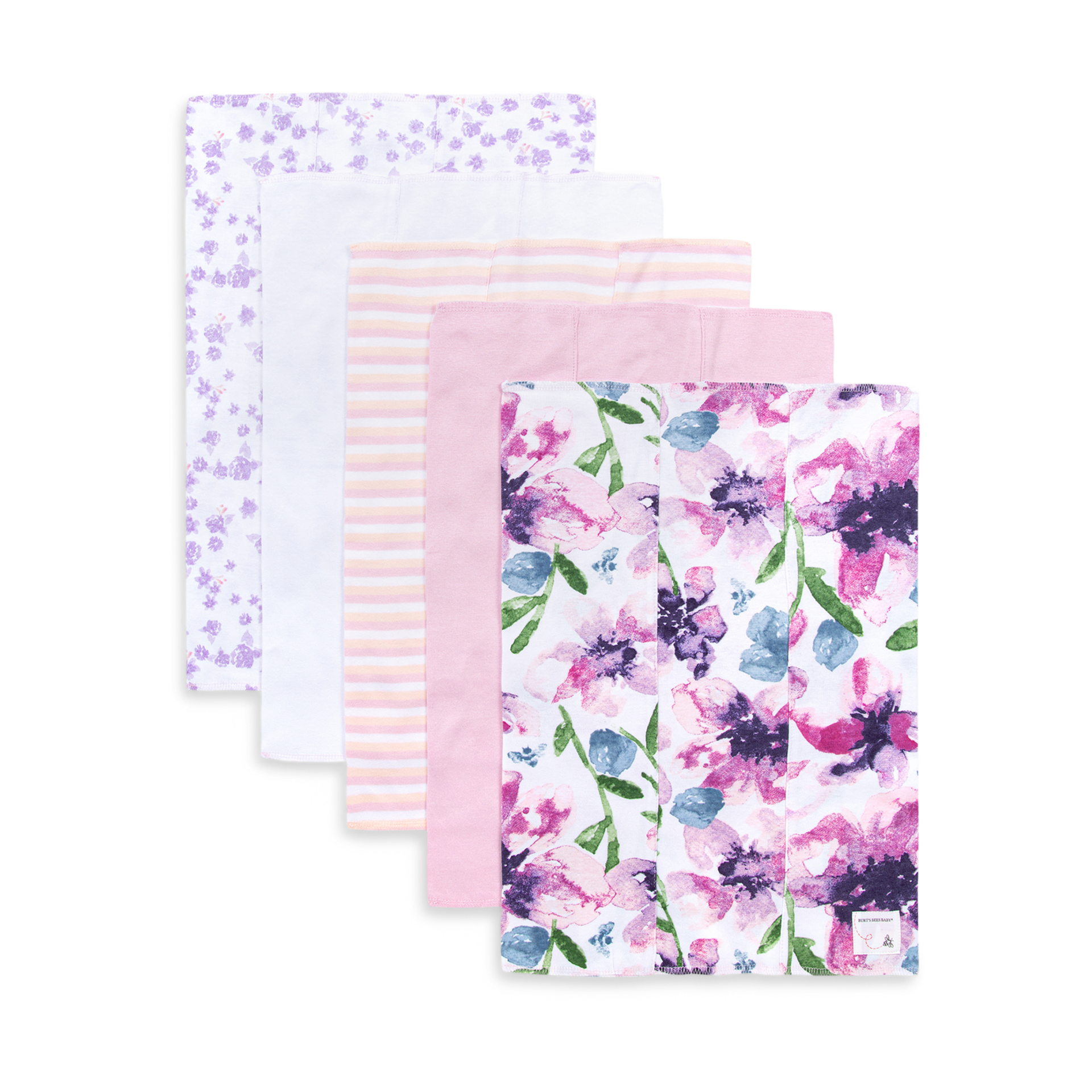 Burt's Bees Baby Organic Burp Cloth (5 Pack) Watercolor Daylily