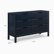 Dresser with dimensions marked 34" height, 51.5" width, 18.25" depth