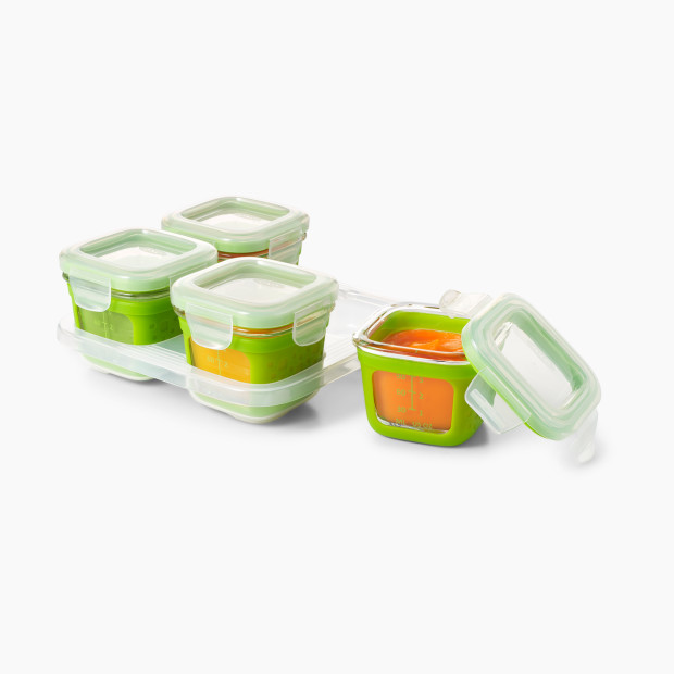 OXO Tot Glass Baby Blocks 4oz Storage Containers - Green.