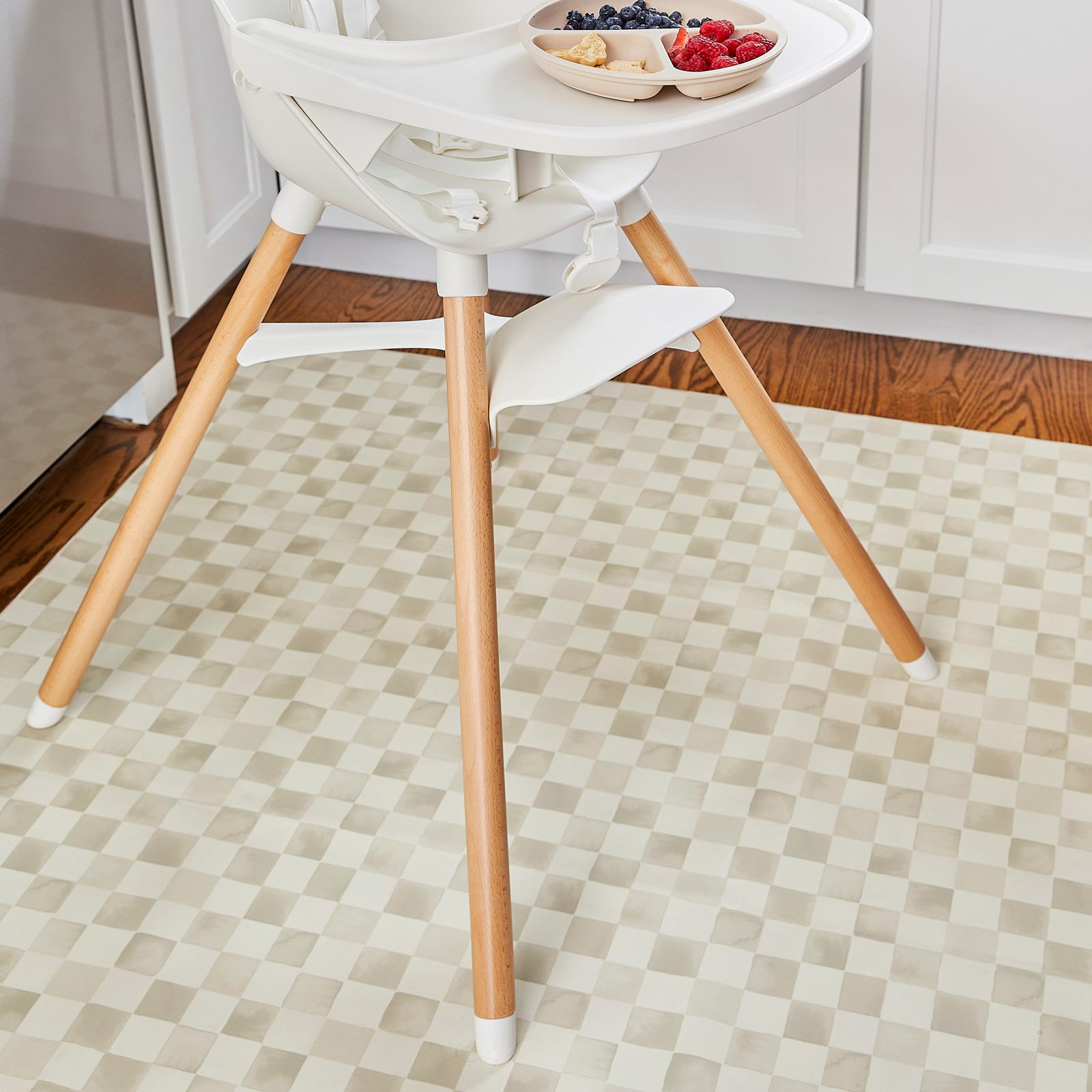 House of Noa Highchair Mat - Checker Almond, 48X48.