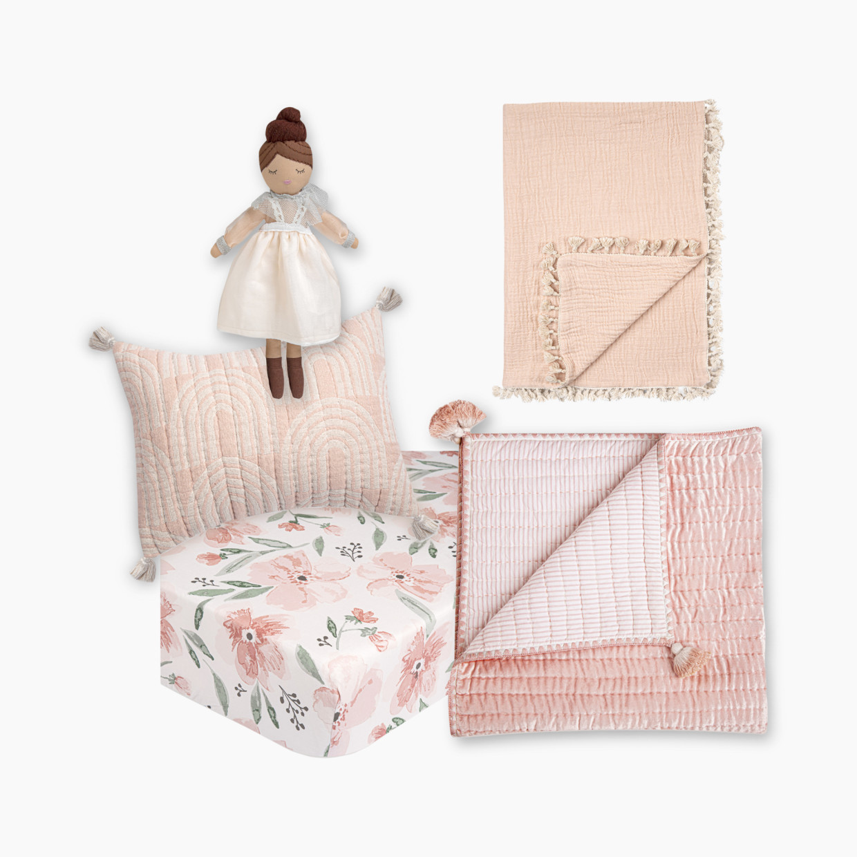 Crane Baby Parker Nursery and Decor Bundle - Pink/White.