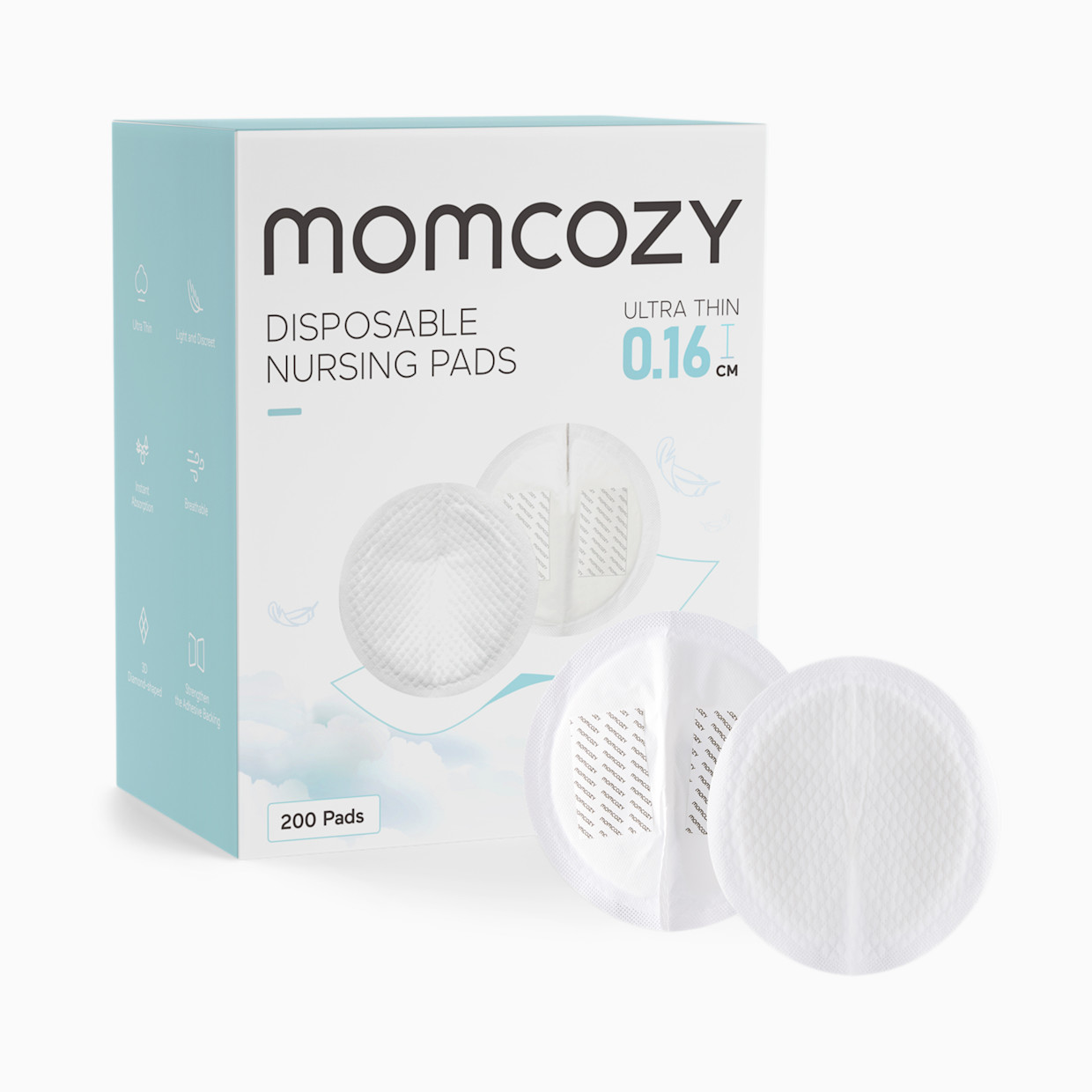 Momcozy Ultra-Thin Disposable Nursing Pads - White, 200.