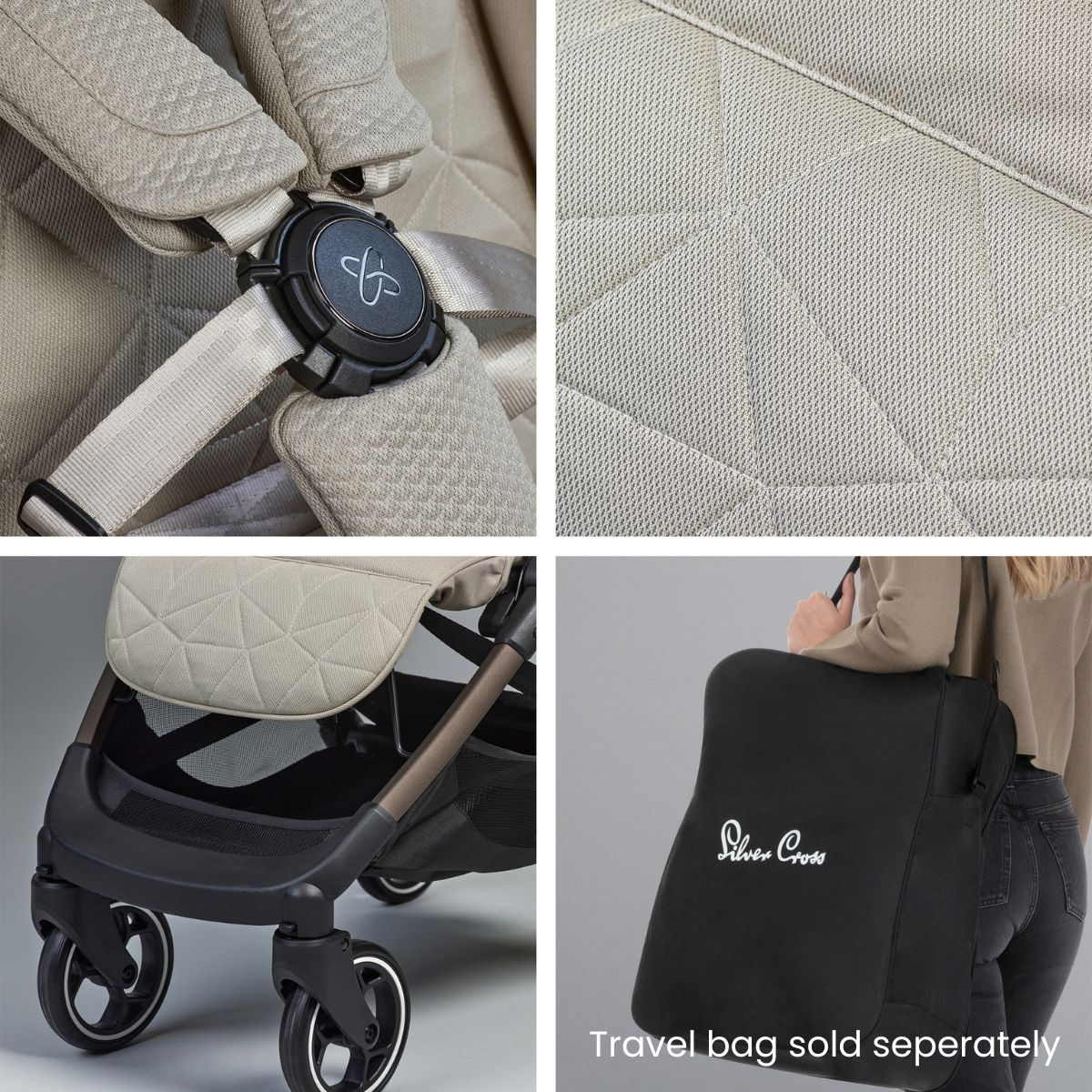 Silver Cross Clic Compact Stroller - Latte.