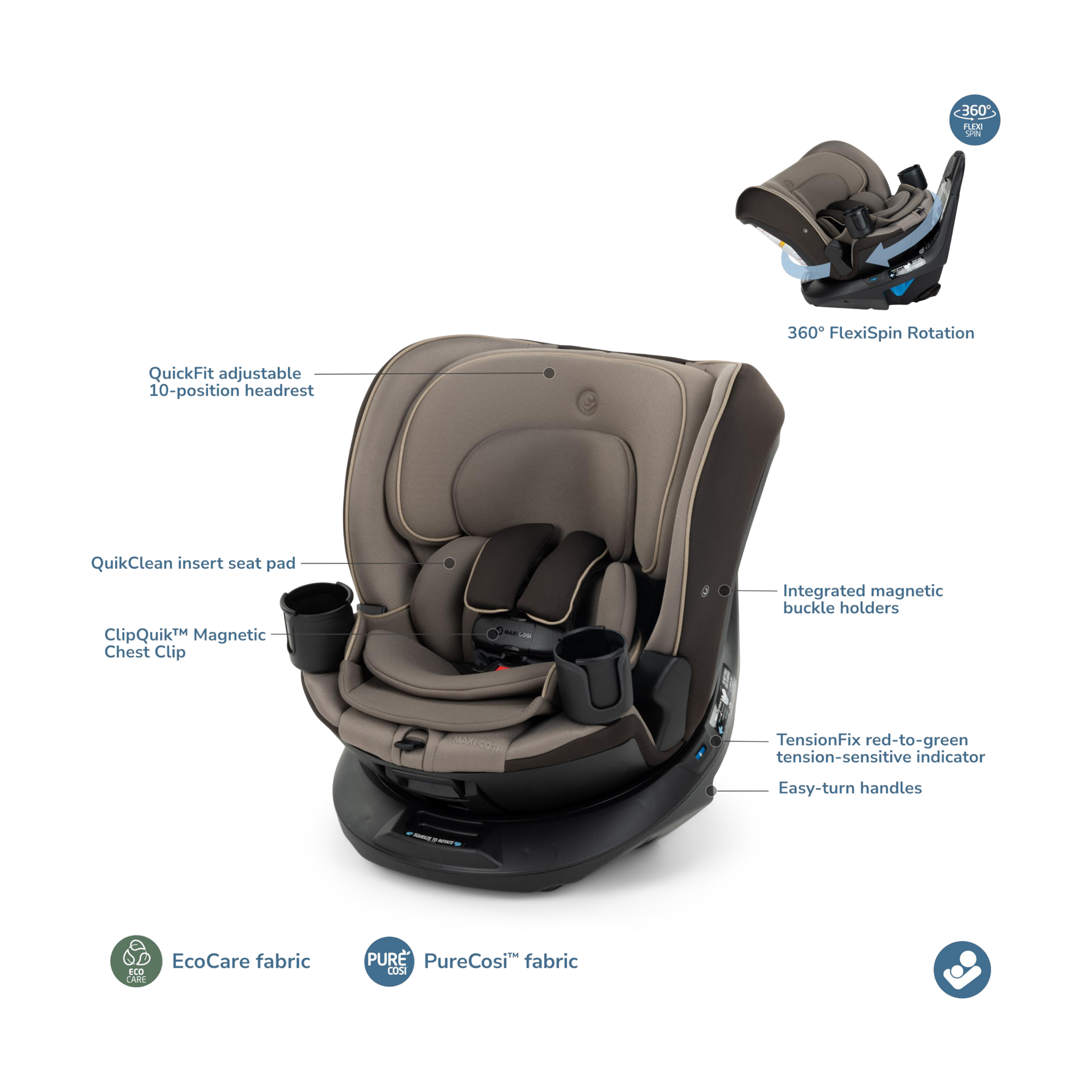 Maxi-Cosi Andi 360° Rotating All-in-One Convertible Car Seat - Brown.