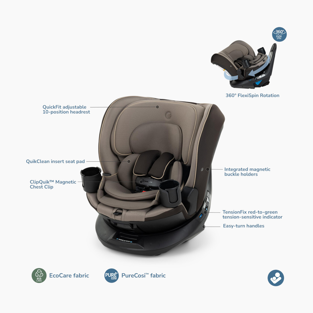 Maxi-Cosi Andi 360° Rotating All-in-One Convertible Car Seat - Brown.