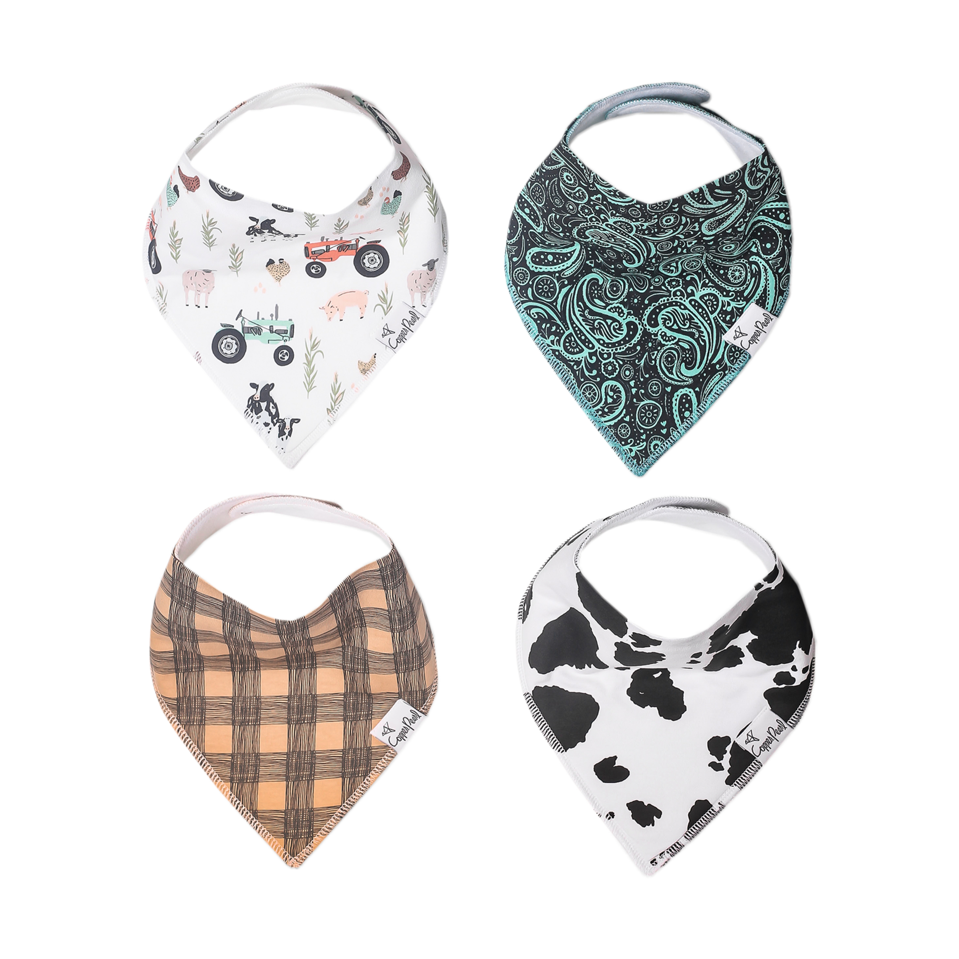 Copper Pearl Baby Bibs 4 Pack, Bandana Drool Bibs for Baby Girl & Boy, Soft Cotton Bibs for Drooling and Teething