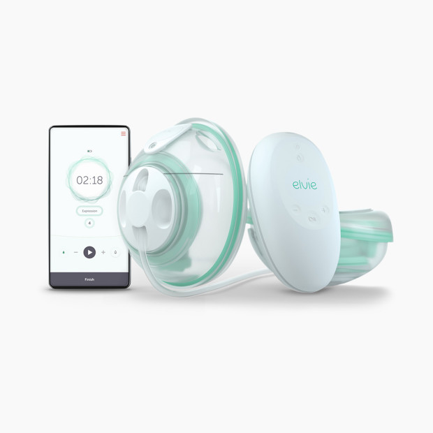 Elvie Stride Plus - Hands Free Double Electric Breast Pump and Tote - White.