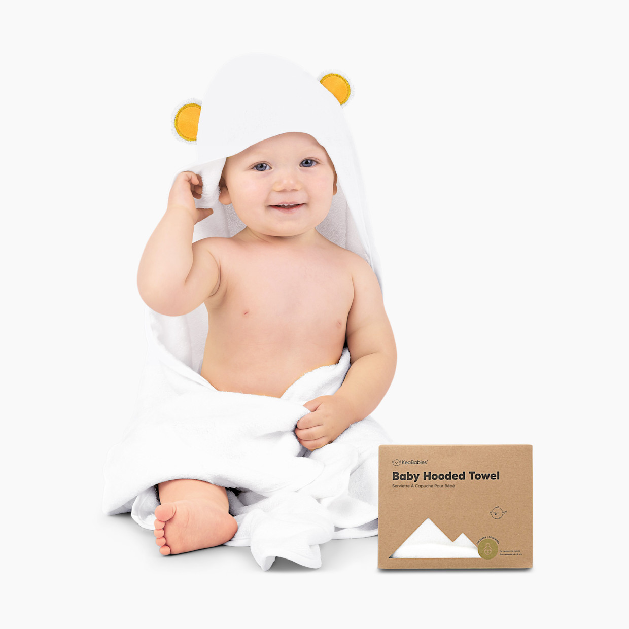 KeaBabies Cuddle Bamboo Viscose Hooded Towel - Bear.