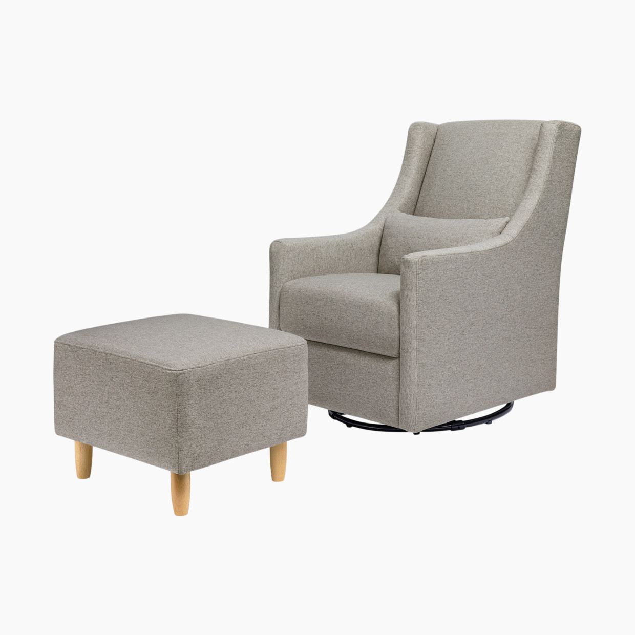 babyletto Toco Swivel Glider and Stationary Ottoman - Performance Grey Eco Weave.