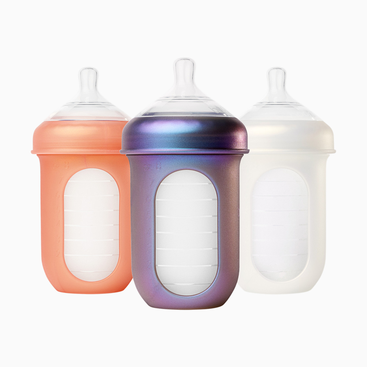 Boon NURSH Silicone Pouch Bottles - Metallic Multi Color, 8 Oz.