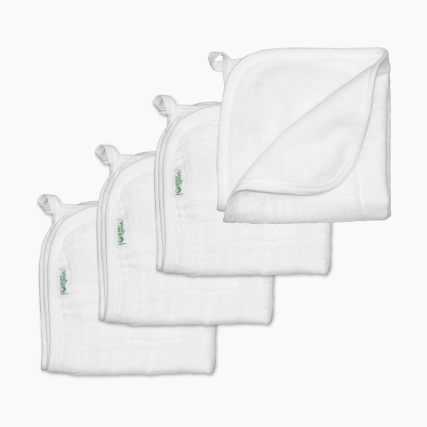GREEN SPROUTS Muslin Washcloths (4 Pack) - White.