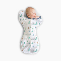 SwaddleDesigns Transitional Swaddle Sack, Arms Up Half-Length Sleeves & Mitten Cuffs, Swaddle for Newborn Transition to Baby Sleep Sack Wearable Blanket, 0-3 mo, 6-14 lb, Watercolor Mountains & Trees
