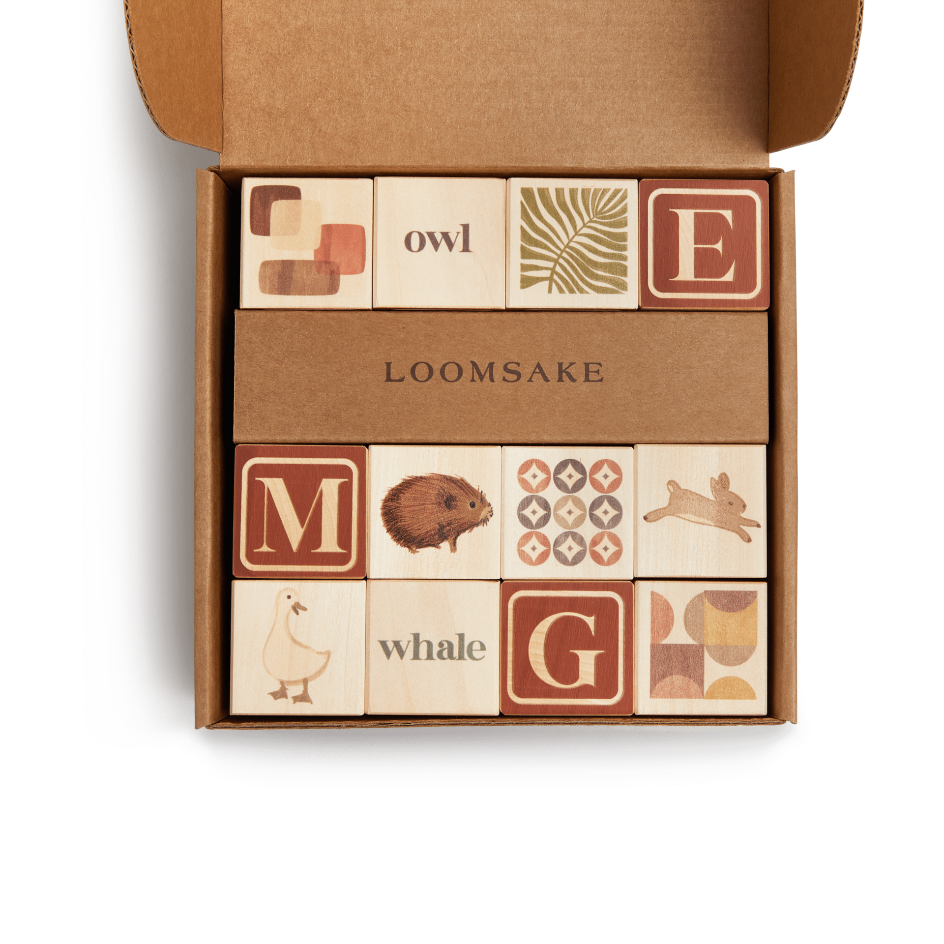 Loomsake Wooden Alphabet Blocks - Rust.