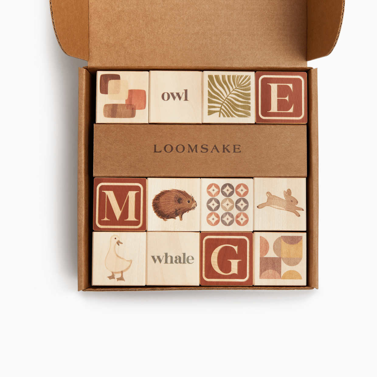 Loomsake Wooden Alphabet Blocks - Rust.