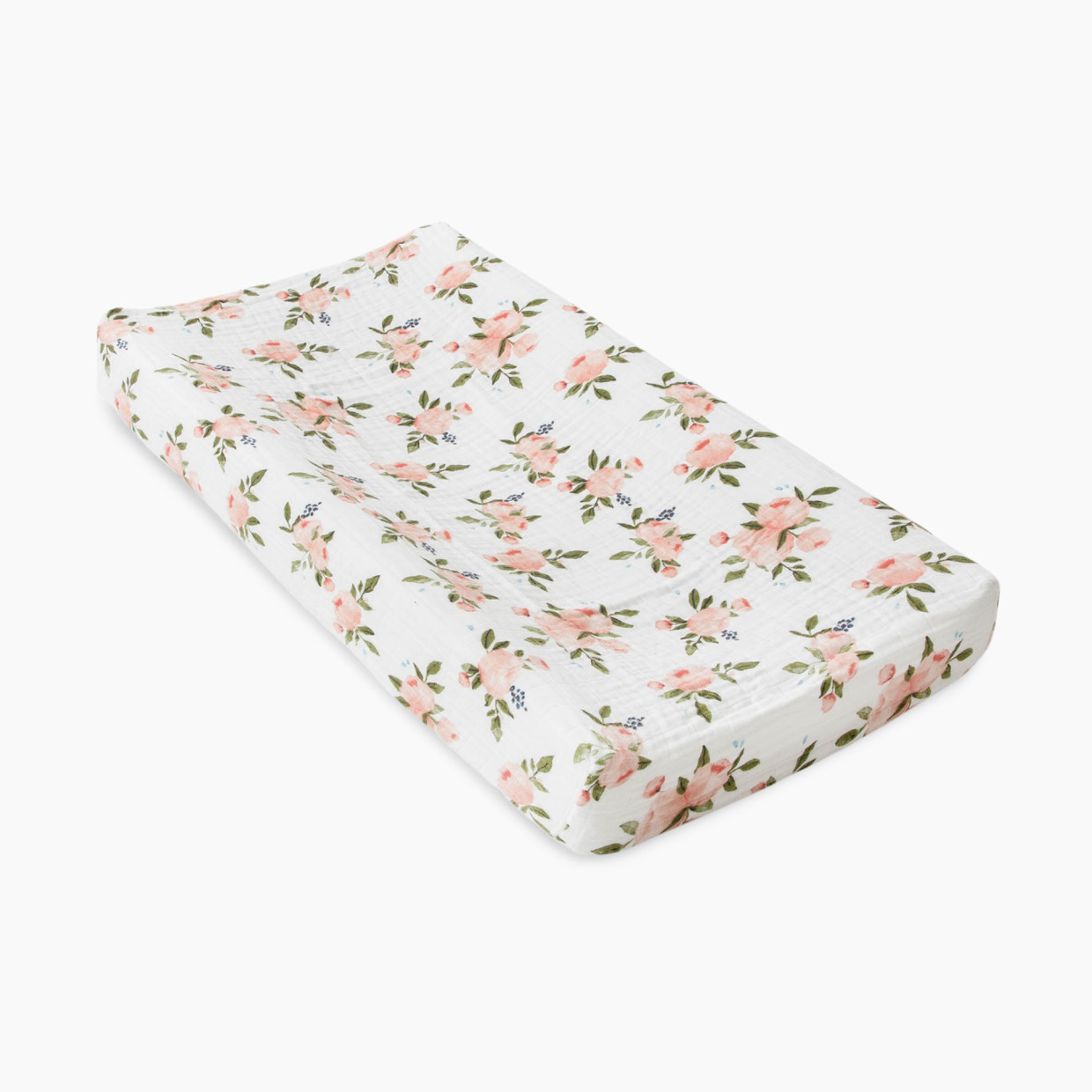 Little Unicorn Cotton Muslin Changing Pad Cover - Watercolor Roses.