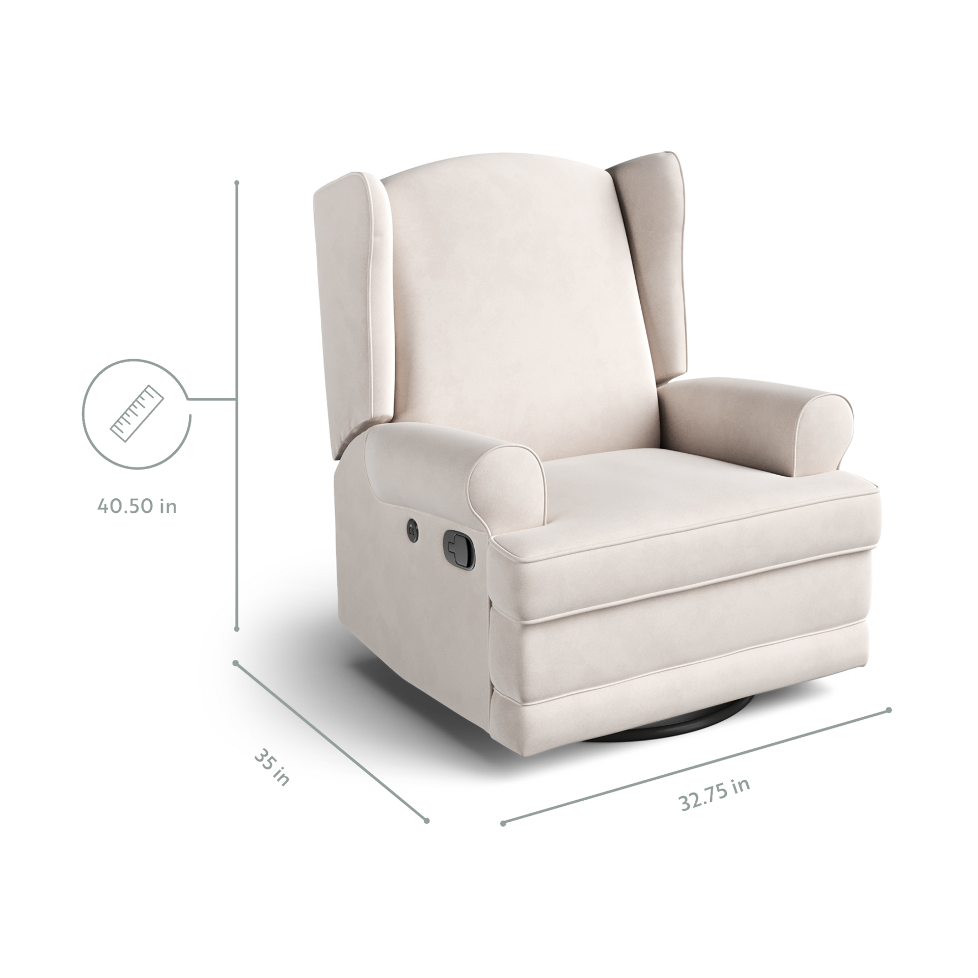 Storkcraft Serenity Wingback Upholstered Recline Glider.