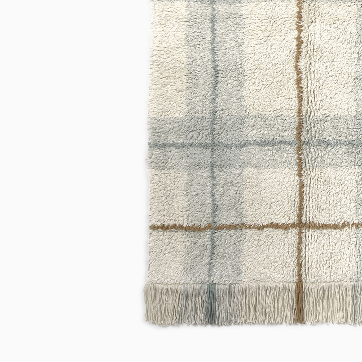 Lorena Canals Tartan Washable Rug - Blue Sage, 4' 7" X 6' 7".