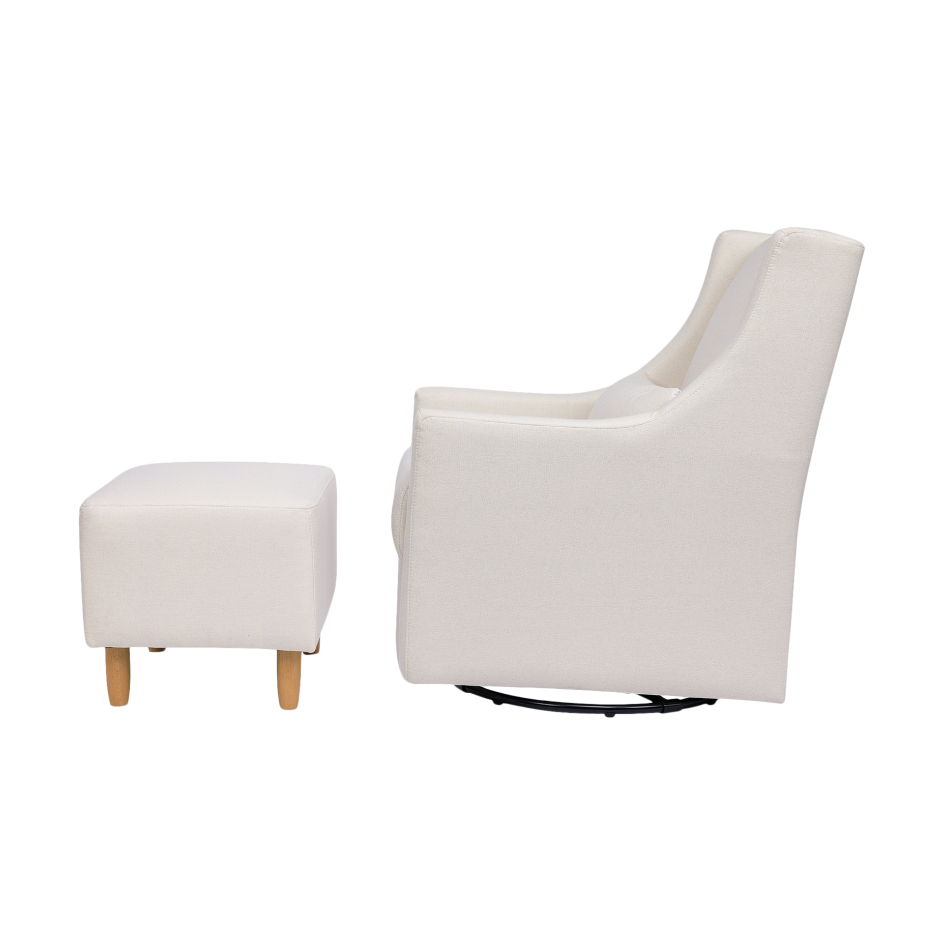 babyletto Toco Swivel Glider and Stationary Ottoman Performance Cream