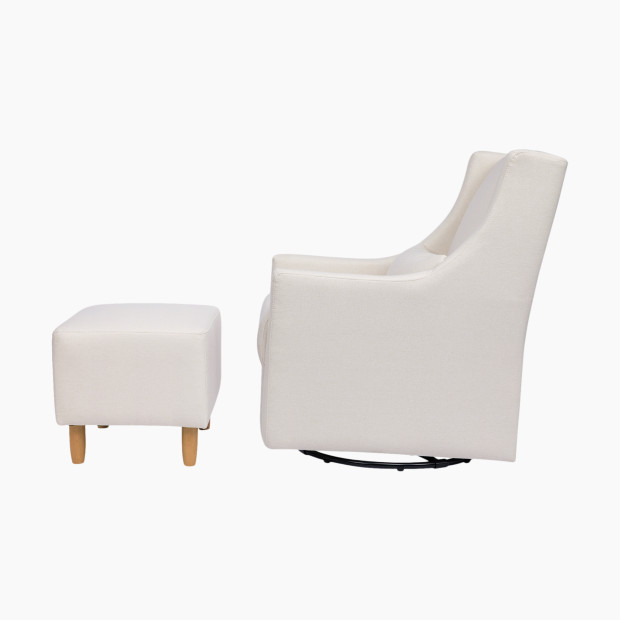 babyletto Toco Swivel Glider and Stationary Ottoman - Performance Cream Eco Weave.