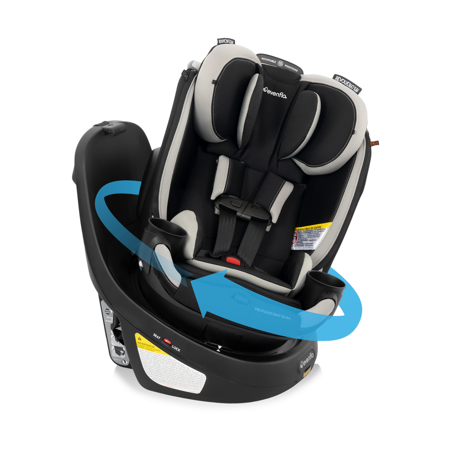 Evenflo Revolve360 Slim 2-in-1 Rotational Car Seat with Quick Clean Cover.