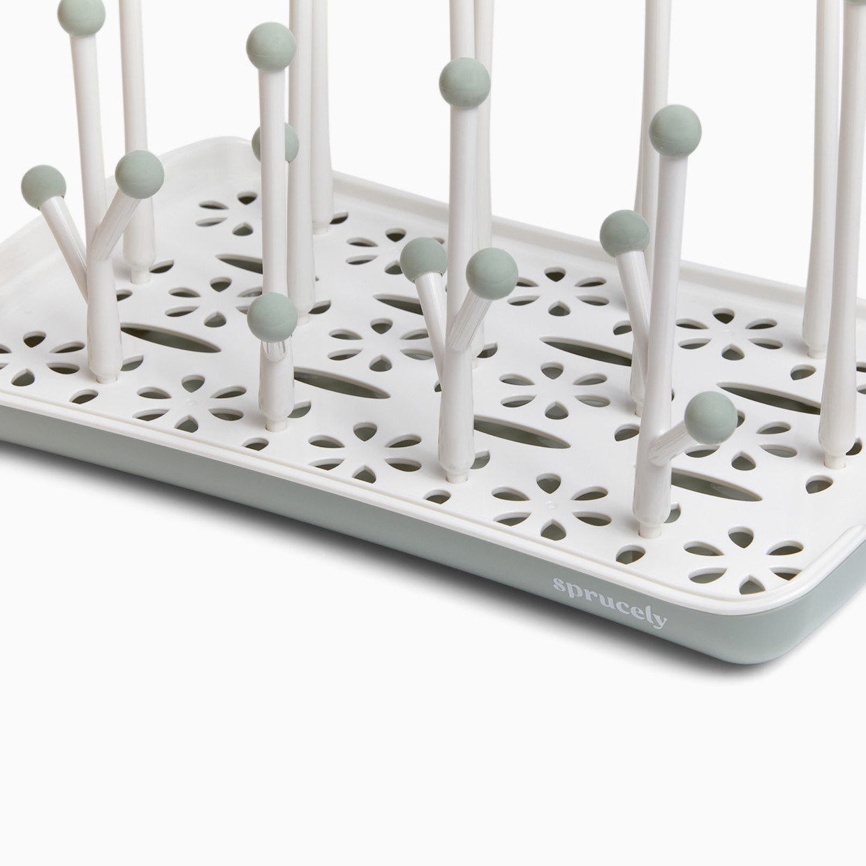 Sprucely Bottle Drying Rack - White/Sage.