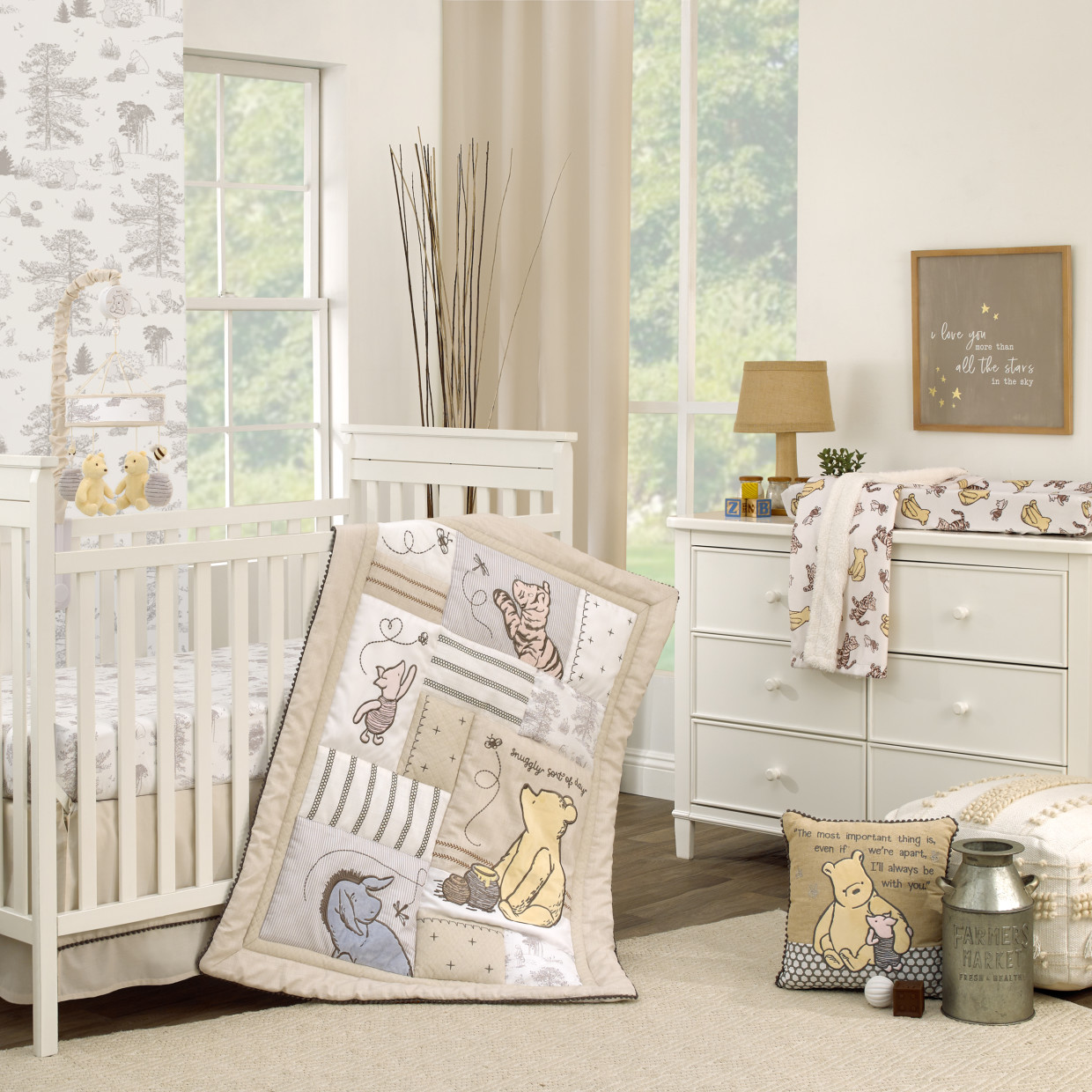 NoJo Baby 3 Piece Nursery Crib Bedding Set - Classic Pooh Hunny Fun.