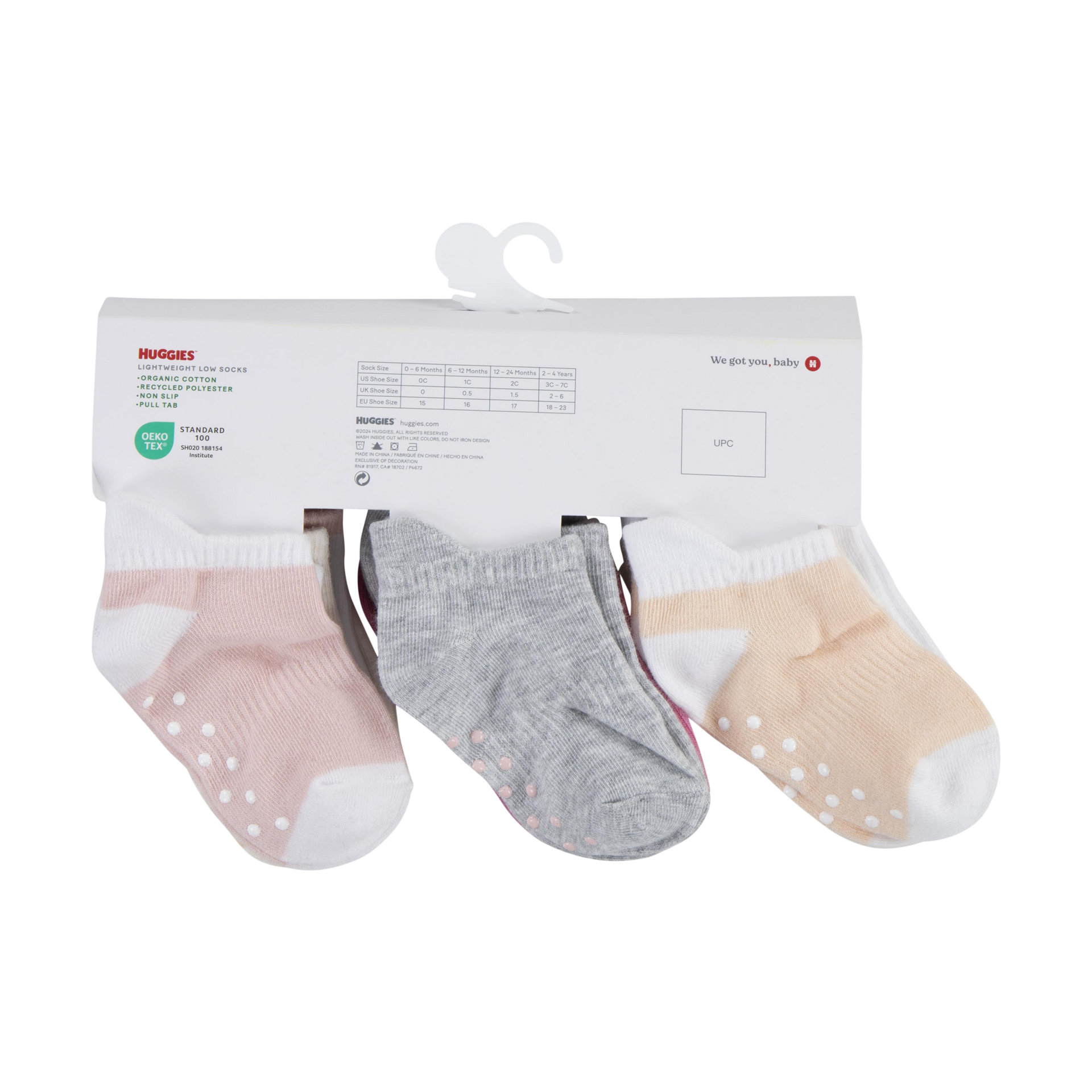 Huggies Gripper Socks (12 Pack) - Lotus/Pink, 0-6 M.