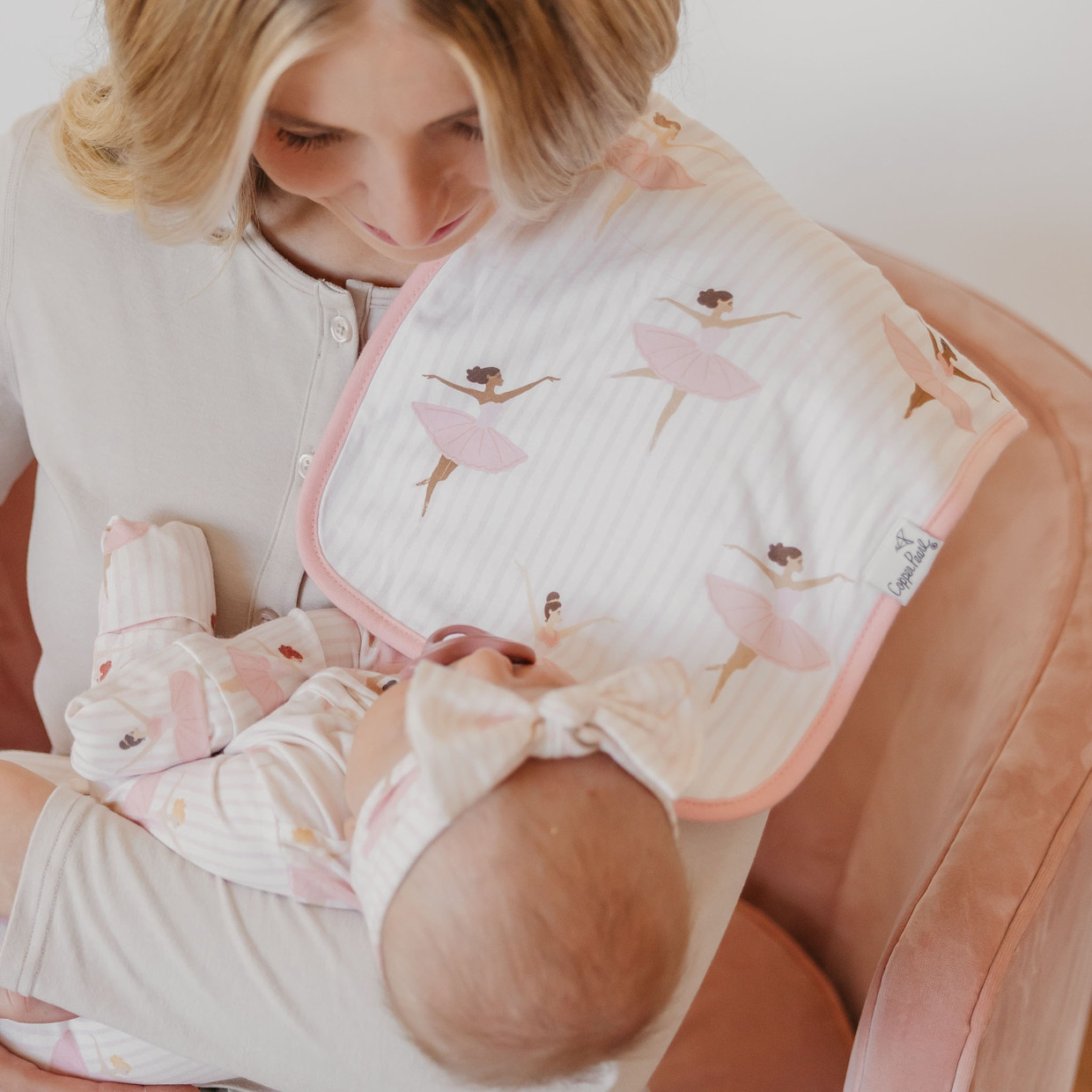 Copper Pearl Printed Burp Cloth Set - Katerina.